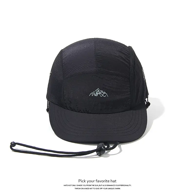 Brown Drawstring Baseball Cap with Logo Embroidery - Image 10