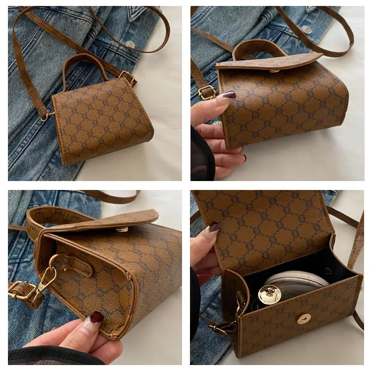 Women's Retro Crossbody Bag Brown GG Pattern 2024 — feature 9