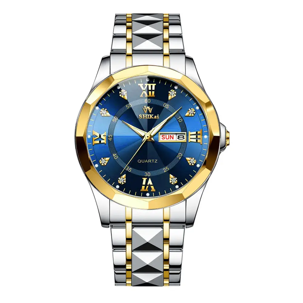 Men's Luminous Blue Quartz Watch with Steel Band - Image 6