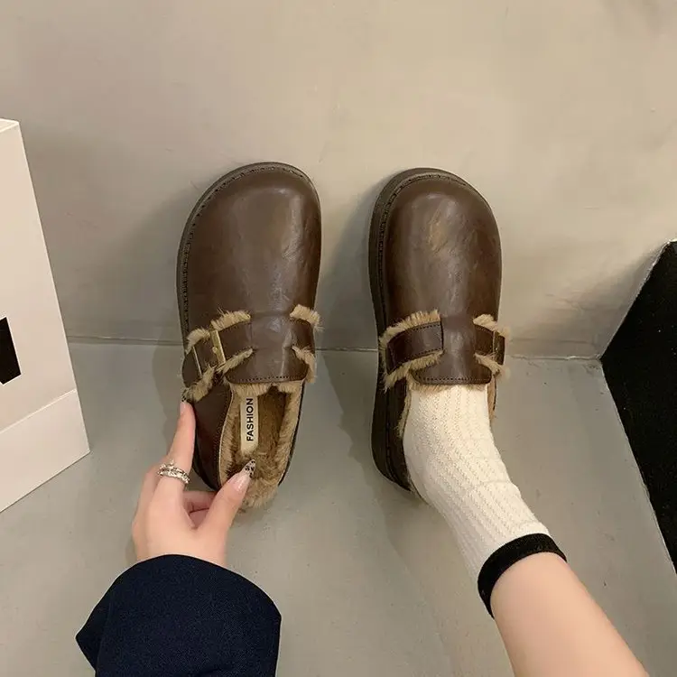 Retro Thick-Soled Birkenstock Shoes with Closed Toe and Slip-On Design for Women, 2024 New Autumn and Winter Style, Fleece-Lined, Versatile — feature 6