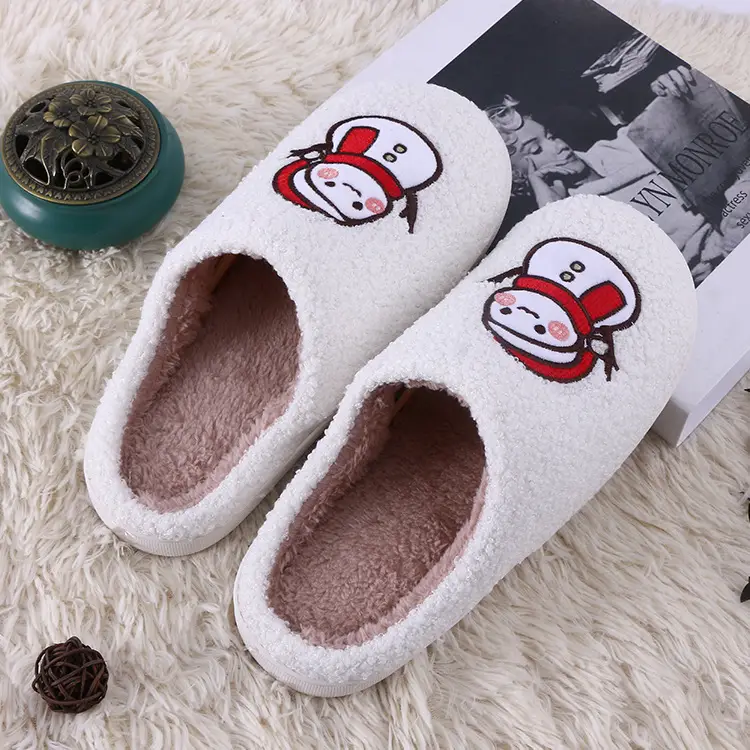 Cotton Slippers Winter Snowman Autumn and Winter Thickened Indoor Home Daily Cute Plush Cotton Slippers fleece-lined Thickened