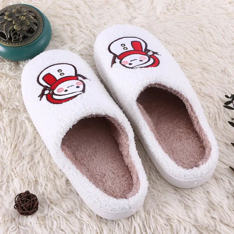 Cotton Slippers Winter Snowman Autumn and Winter Thickened Indoor Home Daily Cute Plush Cotton Slippers fleece-lined Thickened