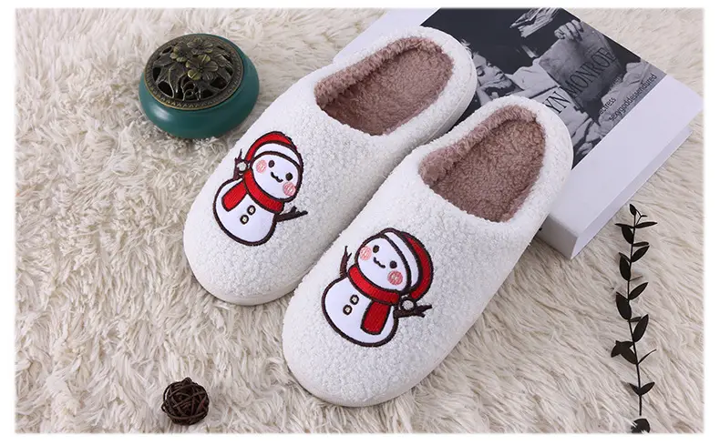 Cotton Slippers Winter Snowman Autumn and Winter Thickened Indoor Home Daily Cute Plush Cotton Slippers fleece-lined Thickened — feature 7
