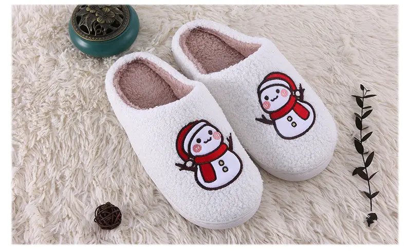 Cotton Slippers Winter Snowman Autumn and Winter Thickened Indoor Home Daily Cute Plush Cotton Slippers fleece-lined Thickened — feature 8