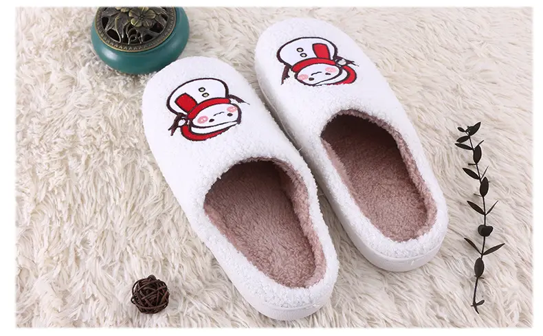 Cotton Slippers Winter Snowman Autumn and Winter Thickened Indoor Home Daily Cute Plush Cotton Slippers fleece-lined Thickened — feature 9