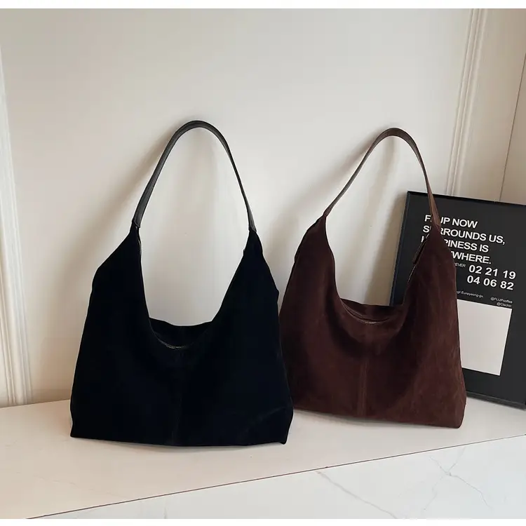Women's Suede Shoulder Bag Brown Large Capacity — feature 12