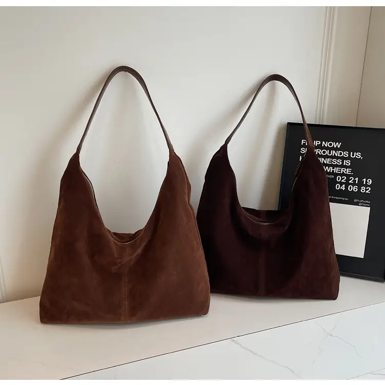 Women's Suede Shoulder Bag Brown Large Capacity — feature 13
