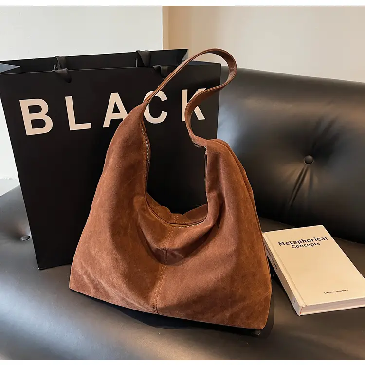 Women's Suede Shoulder Bag Brown Large Capacity — feature 14