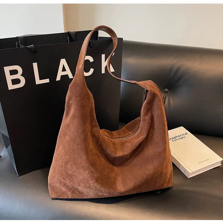 Women's Suede Shoulder Bag Brown Large Capacity — feature 15