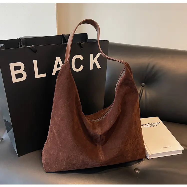 Women's Suede Shoulder Bag Brown Large Capacity — feature 16