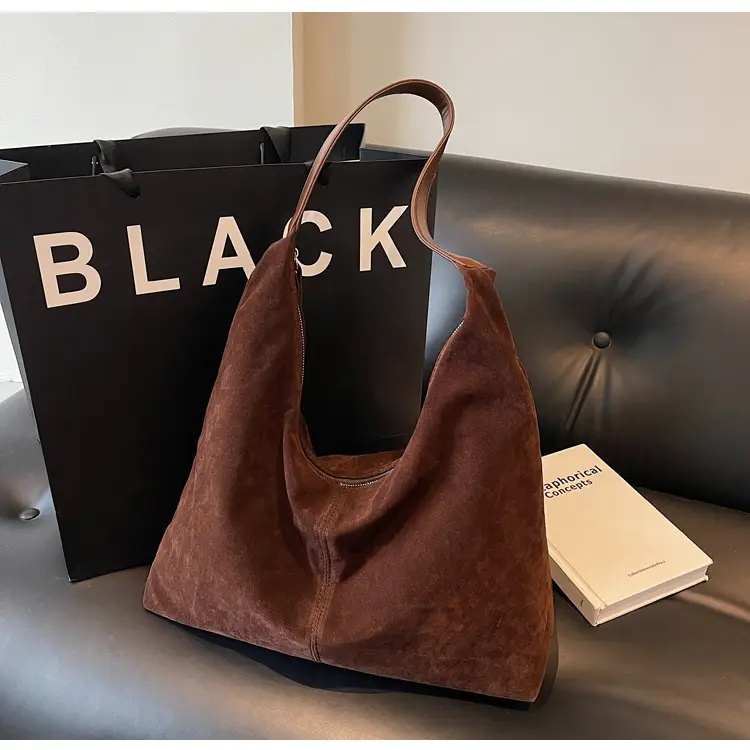 Women's Suede Shoulder Bag Brown Large Capacity — feature 17