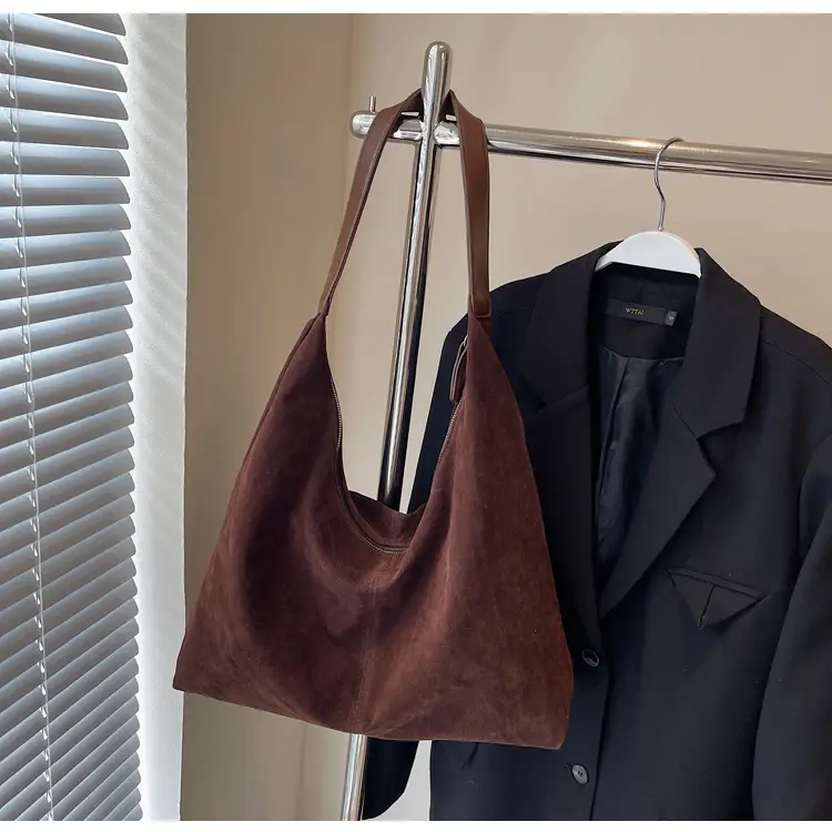 Women's Suede Shoulder Bag Brown Large Capacity — feature 20