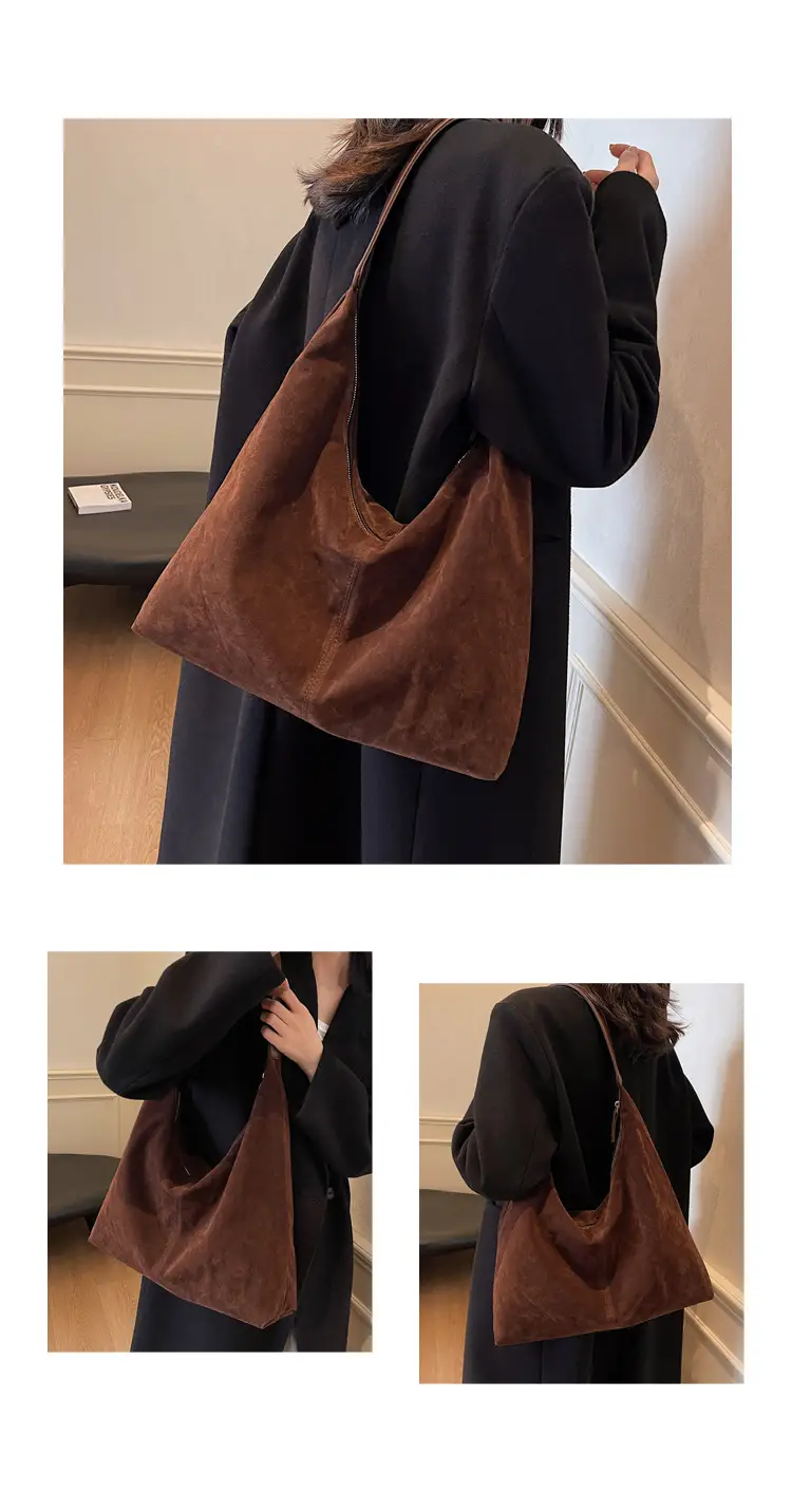 Women's Suede Shoulder Bag Brown Large Capacity — feature 8