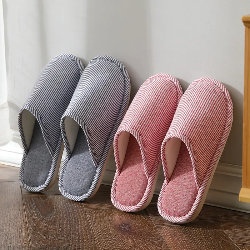 Cotton Slippers for Men, Autumn and Winter, Large Size, Indoor, Couple Use, Home Floor, Non-Slip, Bedroom, Simple, Women's Wooden Floor - Image 7