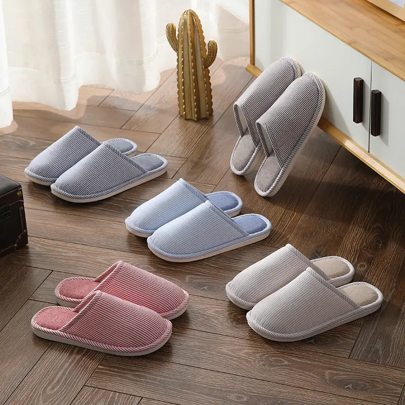 Cotton Slippers for Men, Autumn and Winter, Large Size, Indoor, Couple Use, Home Floor, Non-Slip, Bedroom, Simple, Women's Wooden Floor - Image 8