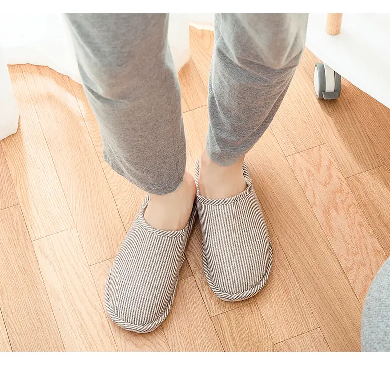 Cotton Slippers for Men, Autumn and Winter, Large Size, Indoor, Couple Use, Home Floor, Non-Slip, Bedroom, Simple, Women's Wooden Floor — feature 17