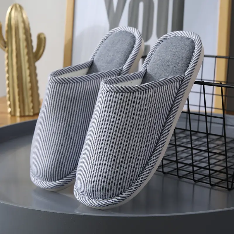 Cotton Slippers for Men, Autumn and Winter, Large Size, Indoor, Couple Use, Home Floor, Non-Slip, Bedroom, Simple, Women's Wooden Floor - Image 4