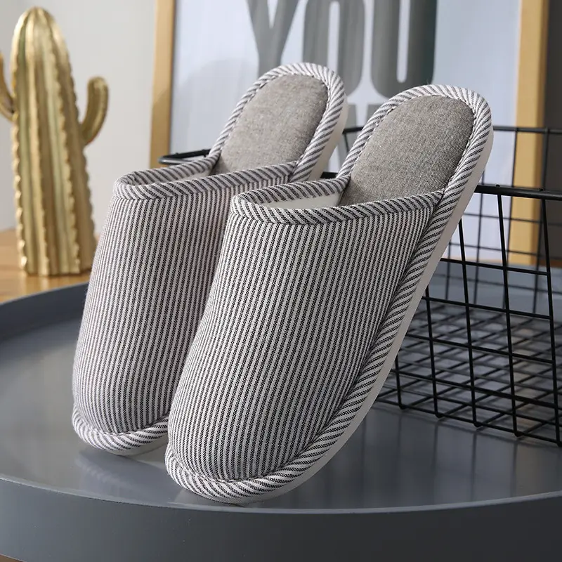 Cotton Slippers for Men, Autumn and Winter, Large Size, Indoor, Couple Use, Home Floor, Non-Slip, Bedroom, Simple, Women's Wooden Floor - Image 5