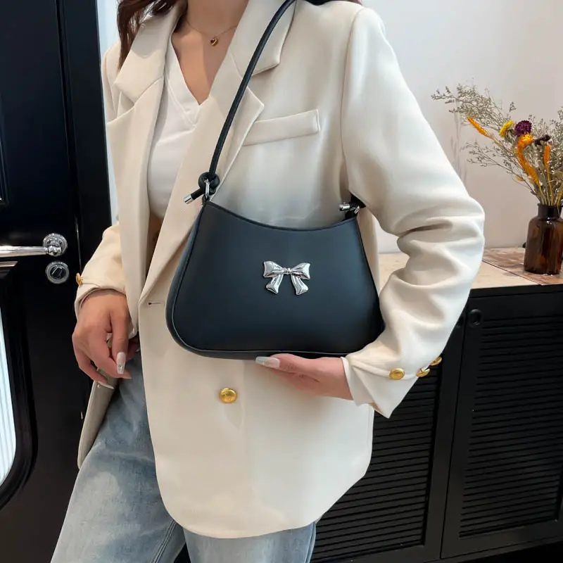 Korean-style Bow Underarm Bag Brown 2024 - Image 10