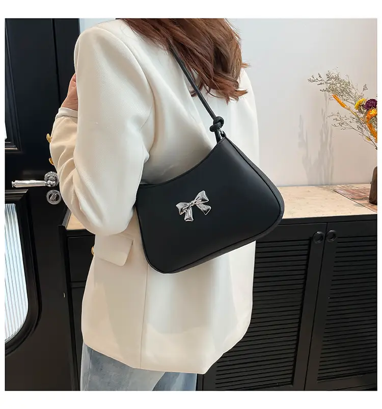 Korean-style Bow Underarm Bag Brown 2024 — feature 23