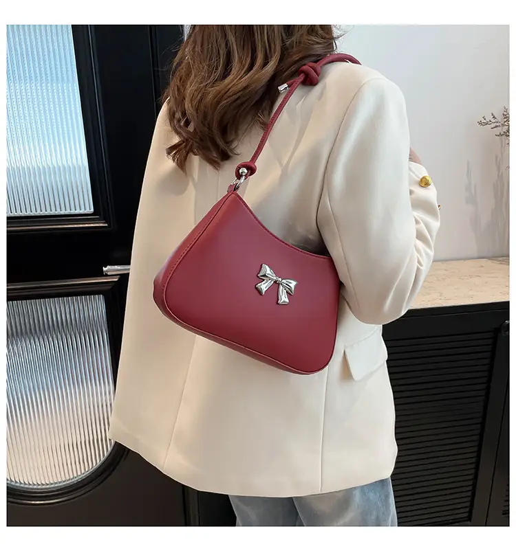 Korean-style Bow Underarm Bag Brown 2024 — feature 32
