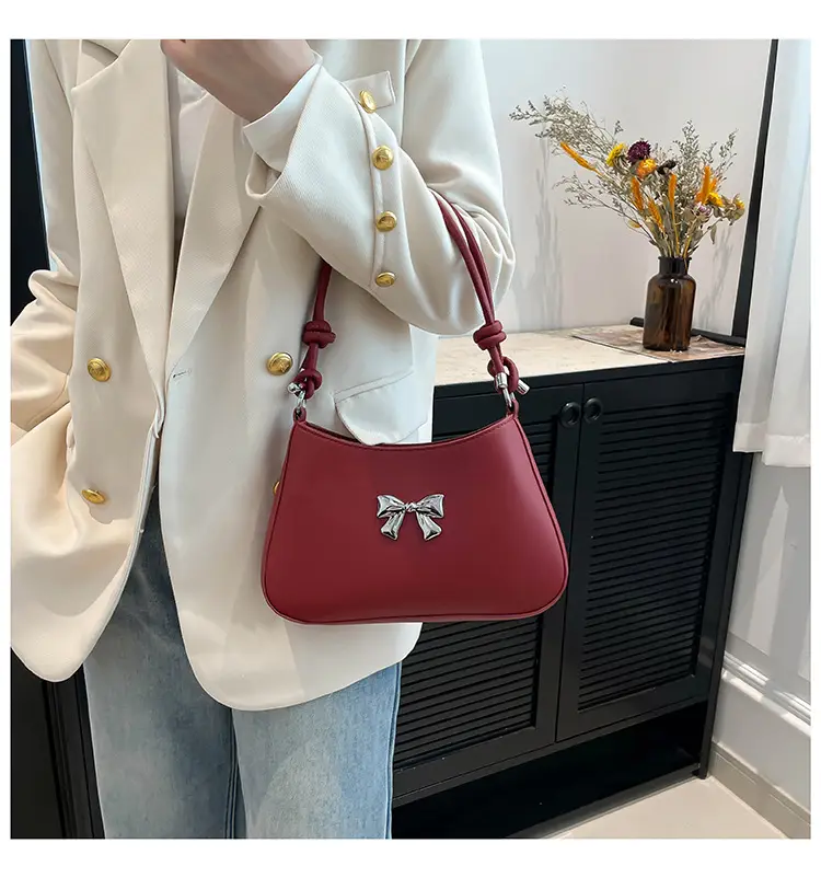 Korean-style Bow Underarm Bag Brown 2024 — feature 33