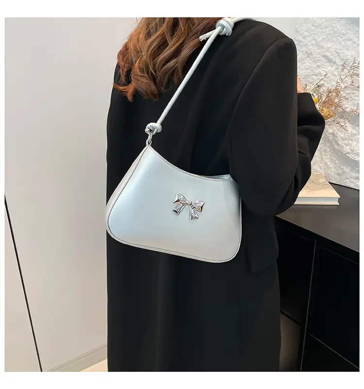 Korean-style Bow Underarm Bag Brown 2024 — feature 41