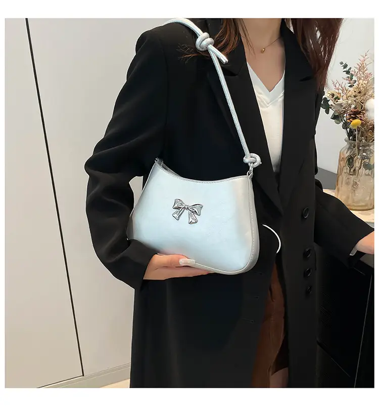 Korean-style Bow Underarm Bag Brown 2024 — feature 42