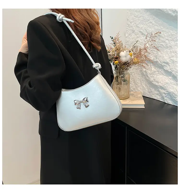 Korean-style Bow Underarm Bag Brown 2024 — feature 43