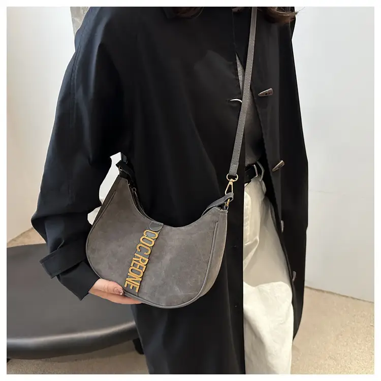 Suede Messenger Bag Vintage Letter Black 2024 — feature 12