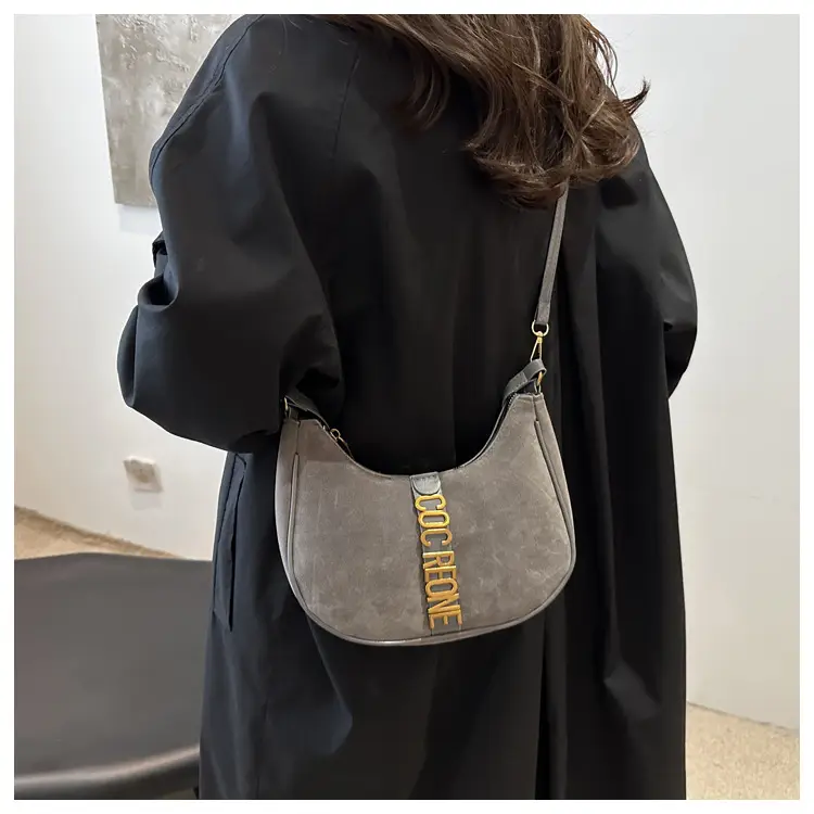 Suede Messenger Bag Vintage Letter Black 2024 — feature 14