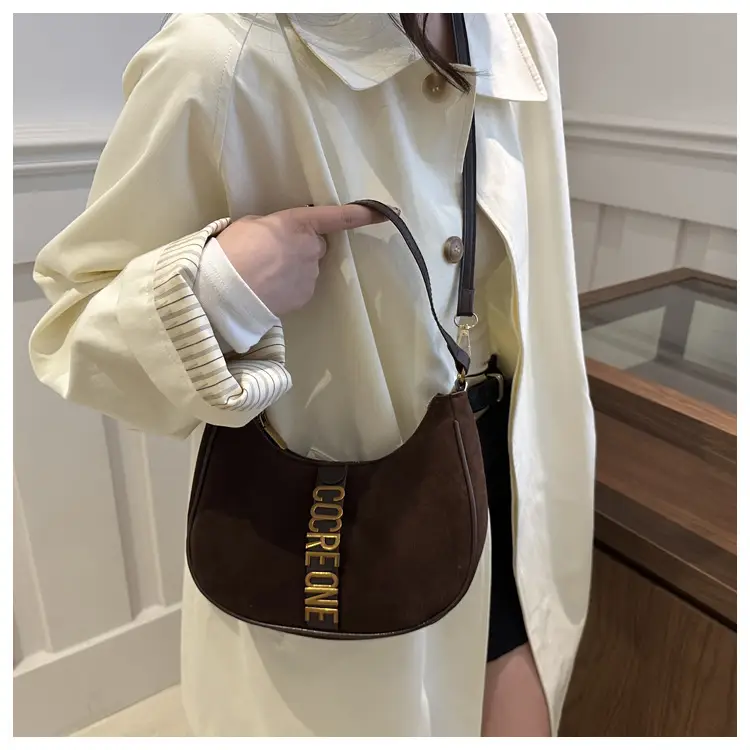 Suede Messenger Bag Vintage Letter Black 2024 — feature 15