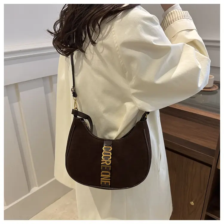 Suede Messenger Bag Vintage Letter Black 2024 — feature 16