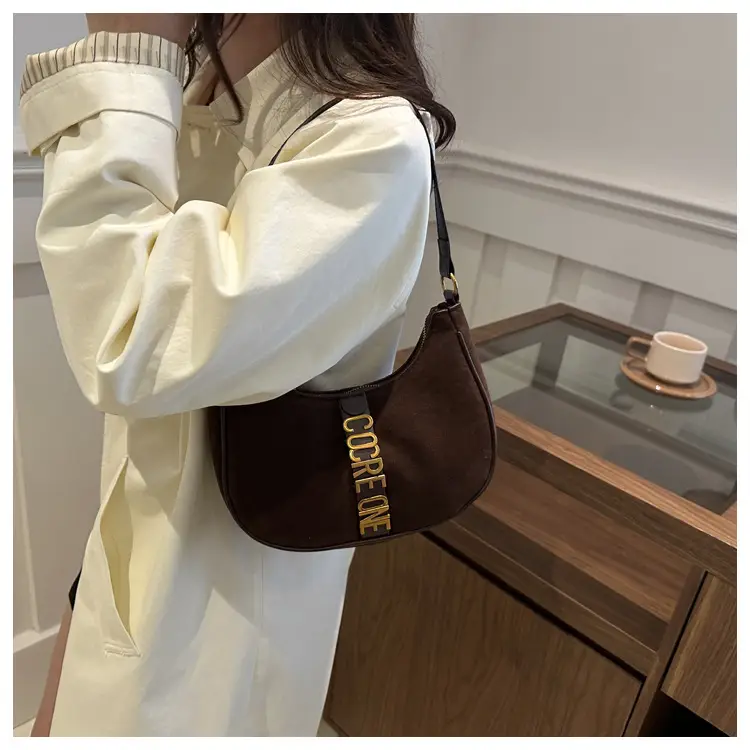 Suede Messenger Bag Vintage Letter Black 2024 — feature 17