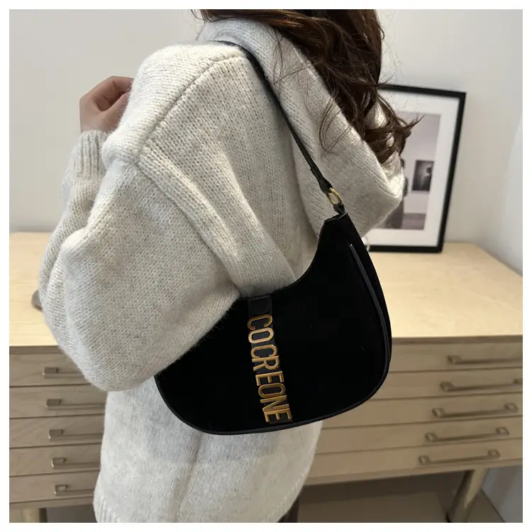 Suede Messenger Bag Vintage Letter Black 2024 — feature 19