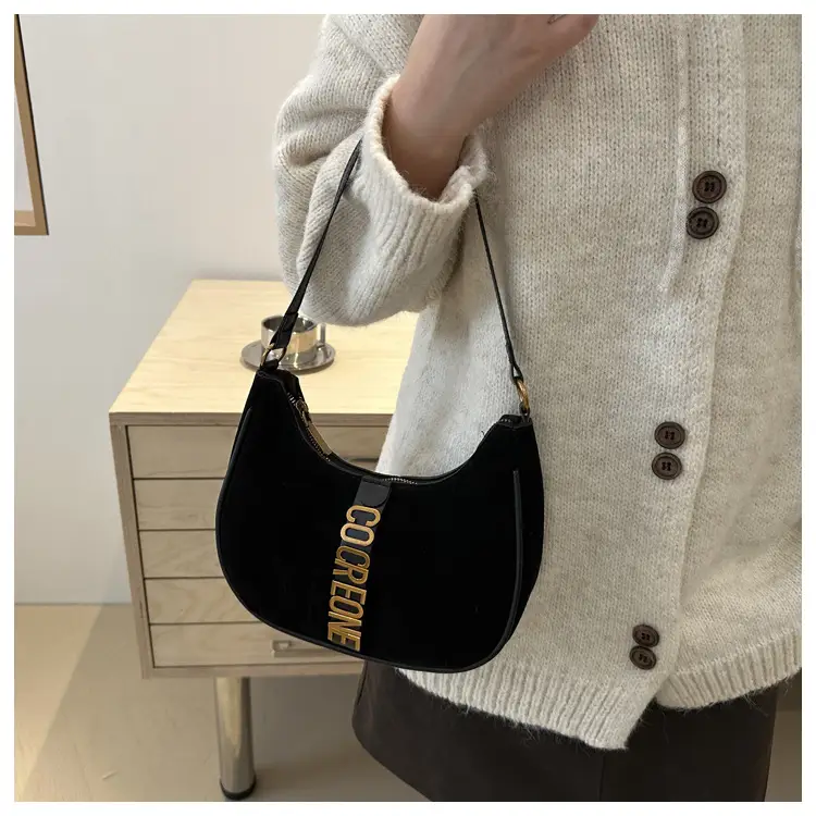 Suede Messenger Bag Vintage Letter Black 2024 — feature 20