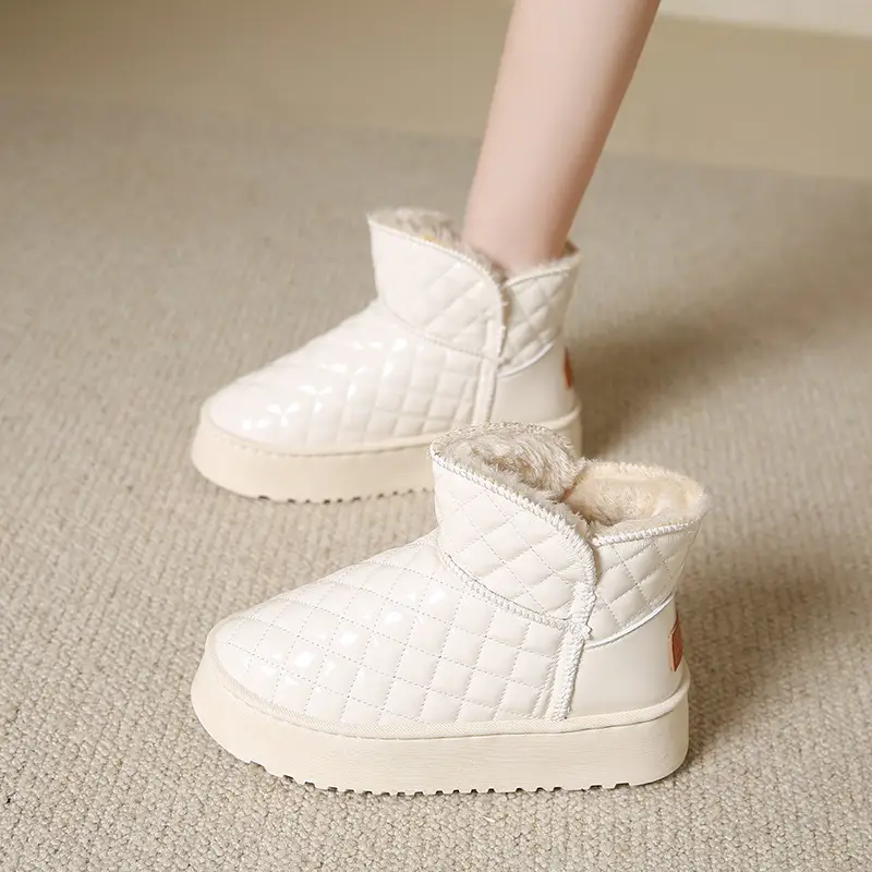 Women's Fleece Lined Snow Boots White Waterproof Non-Slip - Image 4
