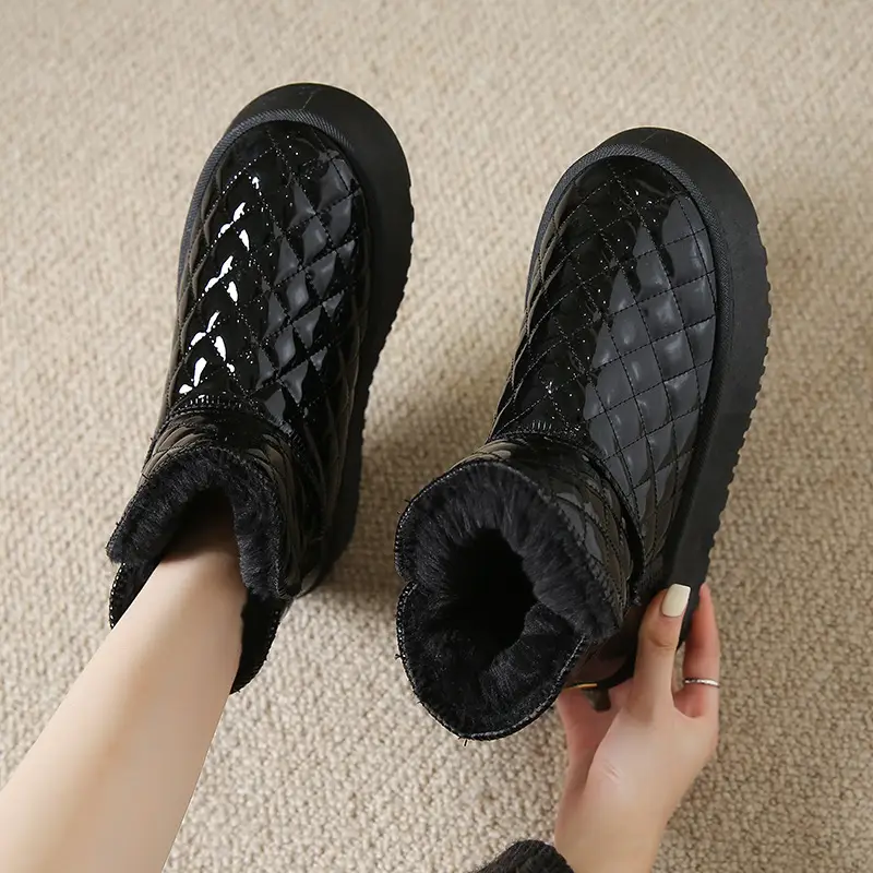 Women's Fleece Lined Snow Boots White Waterproof Non-Slip - Image 6
