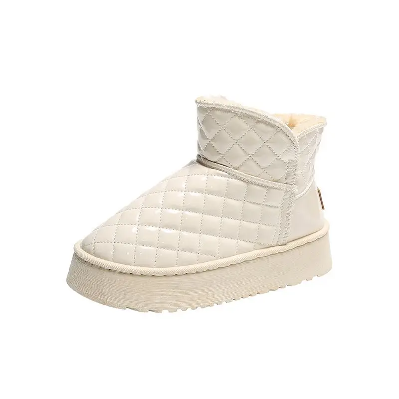 Women's Fleece Lined Snow Boots White Waterproof Non-Slip - Image 7