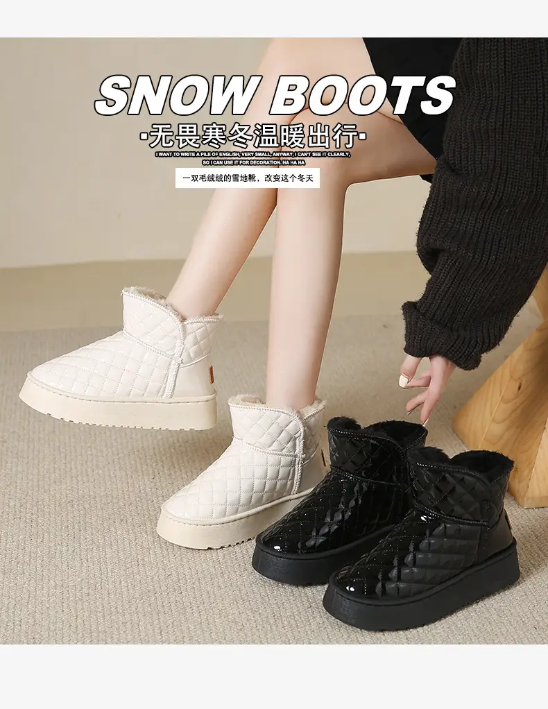 Women's Fleece Lined Snow Boots White Waterproof Non-Slip — feature 12