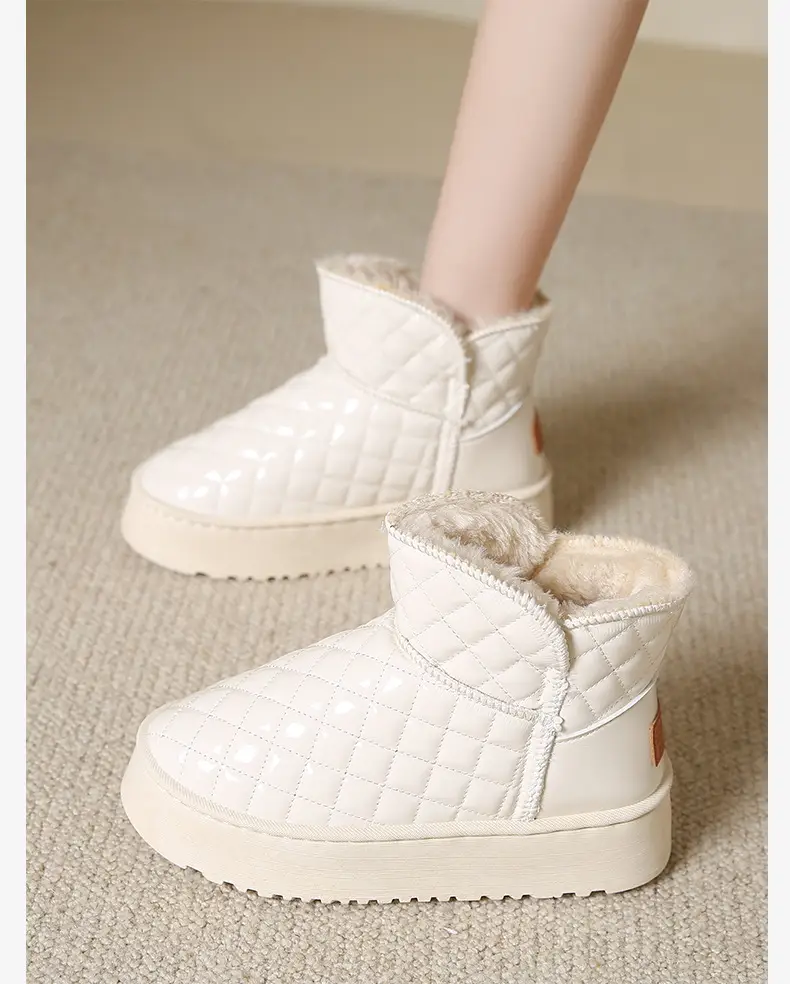 Women's Fleece Lined Snow Boots White Waterproof Non-Slip — feature 25