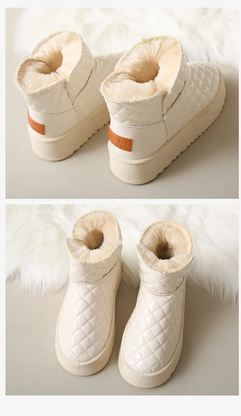 Women's Fleece Lined Snow Boots White Waterproof Non-Slip — feature 27