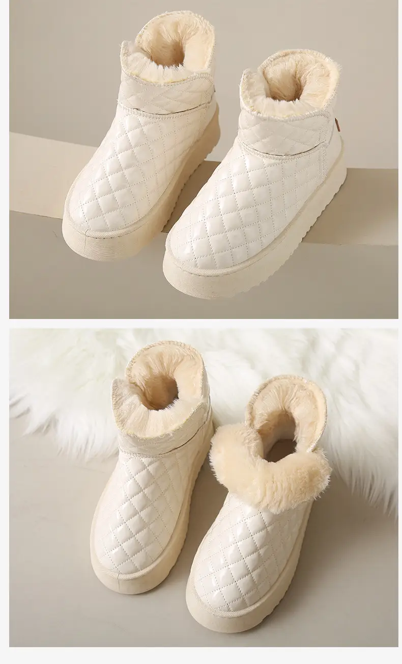 Women's Fleece Lined Snow Boots White Waterproof Non-Slip — feature 28
