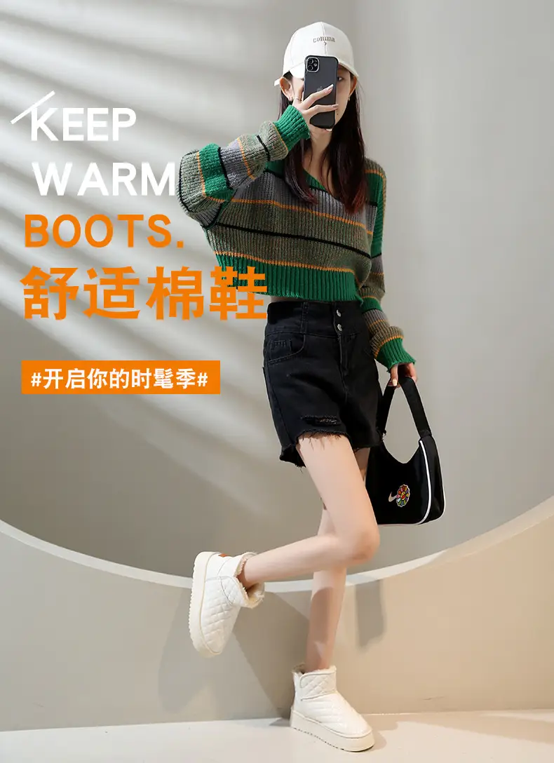 Women's Fleece Lined Snow Boots White Waterproof Non-Slip — feature 3