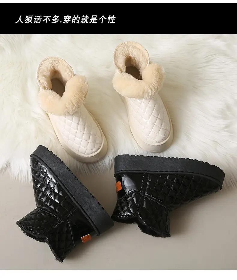 Women's Fleece Lined Snow Boots White Waterproof Non-Slip — feature 4