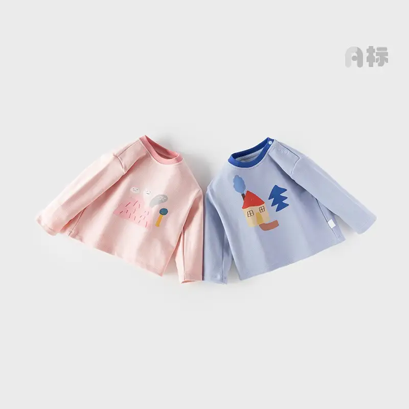 Baby Long Sleeve T-Shirt Cream with Cartoon Print - Image 4