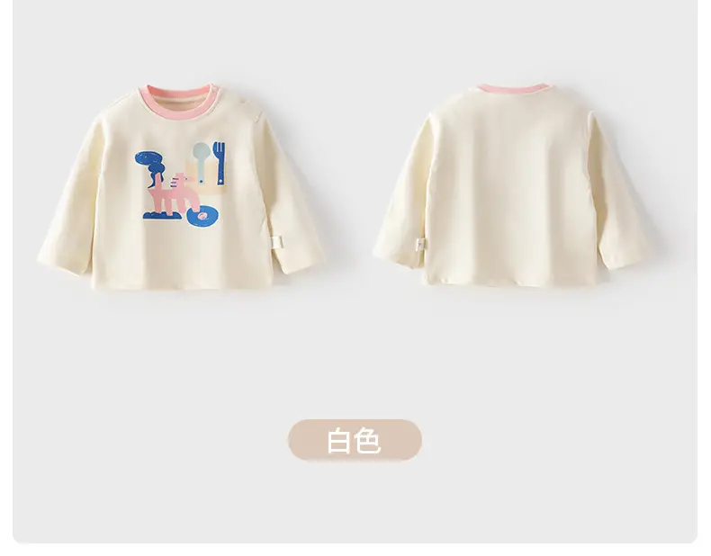 Baby Long Sleeve T-Shirt Cream with Cartoon Print — feature 14