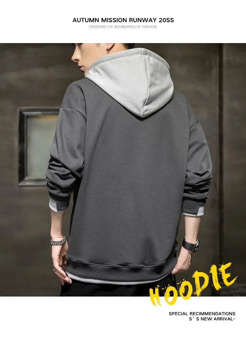 Winter fleece-lined Hooded Sweater Men's Korean Style Youth Casual Slim-fit Pullover Trendy Brand Sweater Men's Top Trendy — feature 10