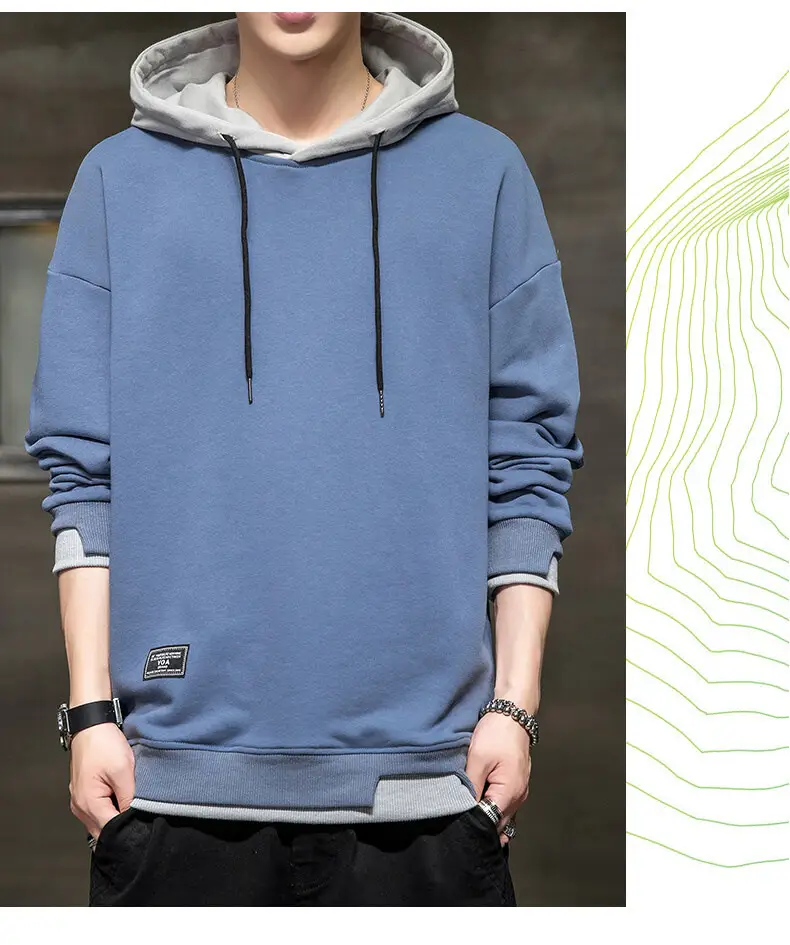Winter fleece-lined Hooded Sweater Men's Korean Style Youth Casual Slim-fit Pullover Trendy Brand Sweater Men's Top Trendy — feature 12