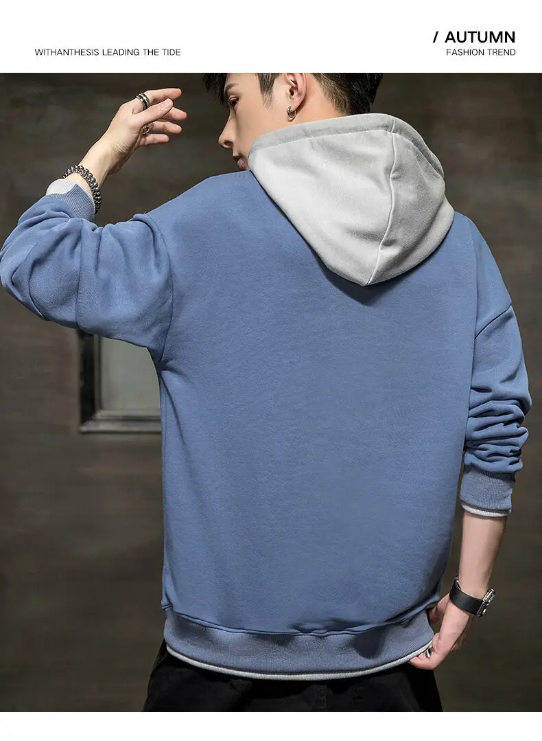 Winter fleece-lined Hooded Sweater Men's Korean Style Youth Casual Slim-fit Pullover Trendy Brand Sweater Men's Top Trendy — feature 13